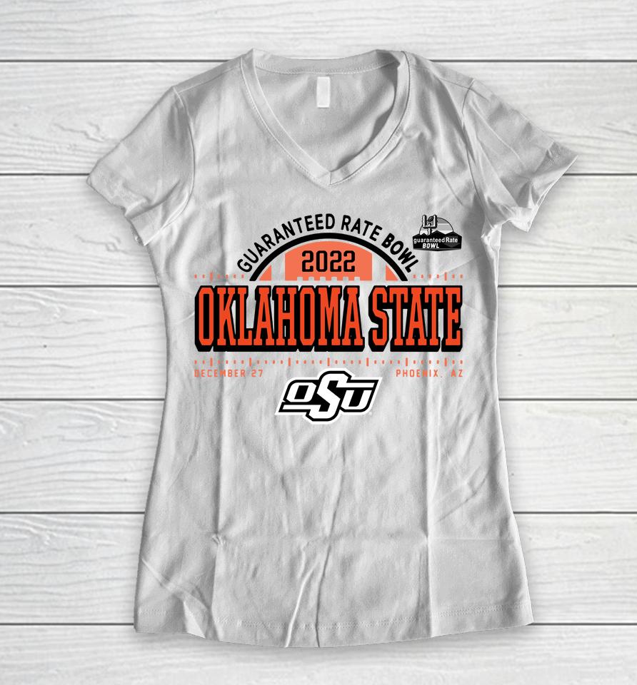 Rallyhouse Oklahoma State Orange 2022 Guaranteed Rate Bowl Women V-Neck T-Shirt