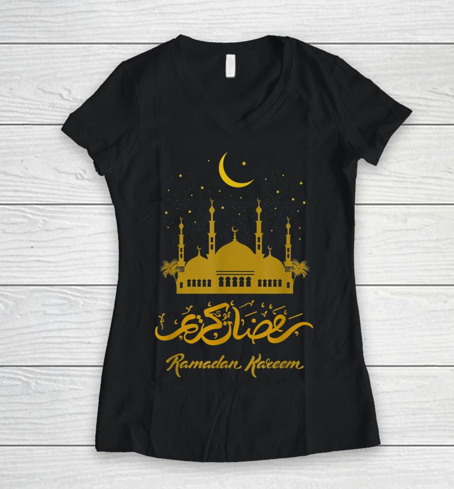 Ramadan Kareem Islamic Fasting Women V-Neck T-Shirt