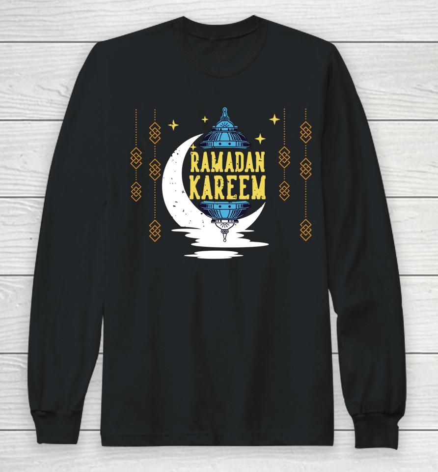 Ramadan Kareem Muslims Eid Ramadan Lantern Lights Moon Cute Long Sleeve T-Shirt