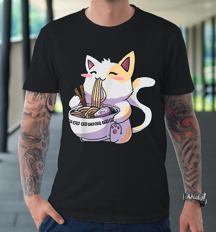 Ramen Cat Kawaii Anime Japanese Food Premium T-Shirt