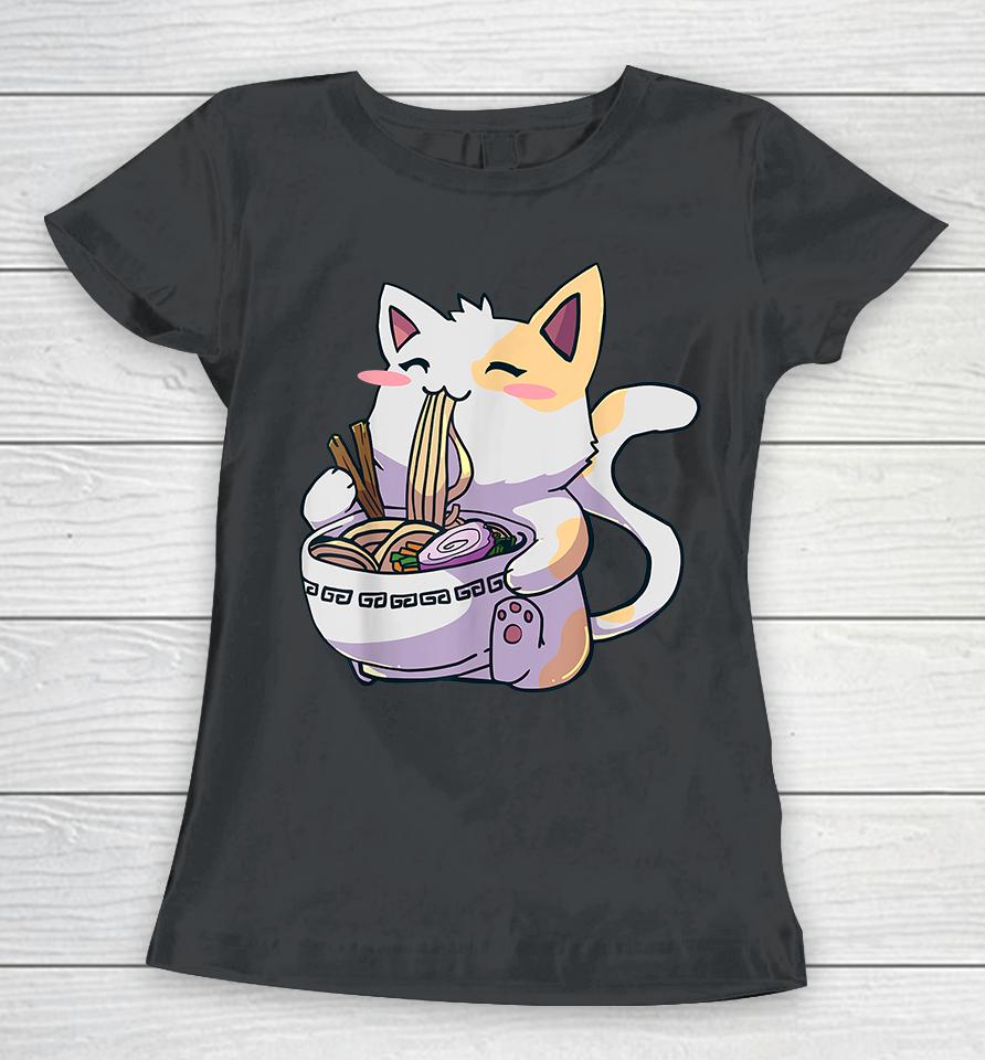 Ramen Cat Kawaii Anime Japanese Food Women T-Shirt