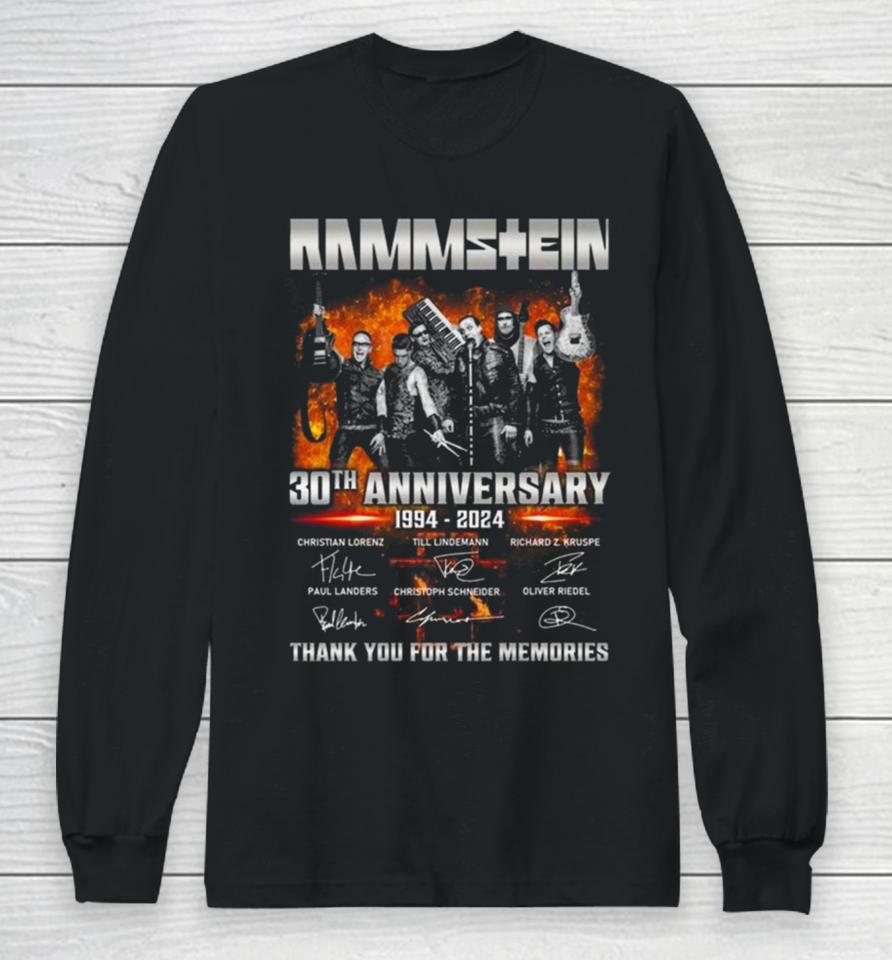 Rammstein 30Th Anniversary 1994 2024 Signatures Thank You For The Memories Long Sleeve T-Shirt