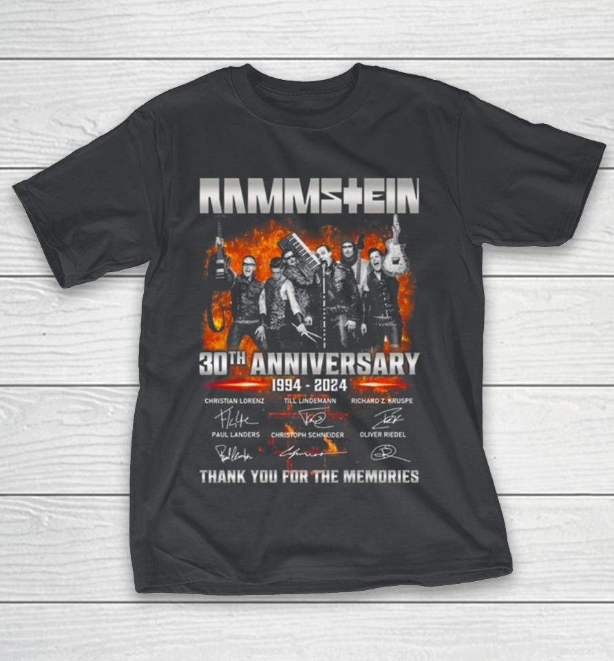 Rammstein 30Th Anniversary 1994 2024 Signatures Thank You For The Memories T-Shirt