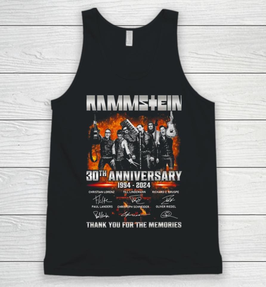 Rammstein 30Th Anniversary 1994 2024 Signatures Thank You For The Memories Unisex Tank Top