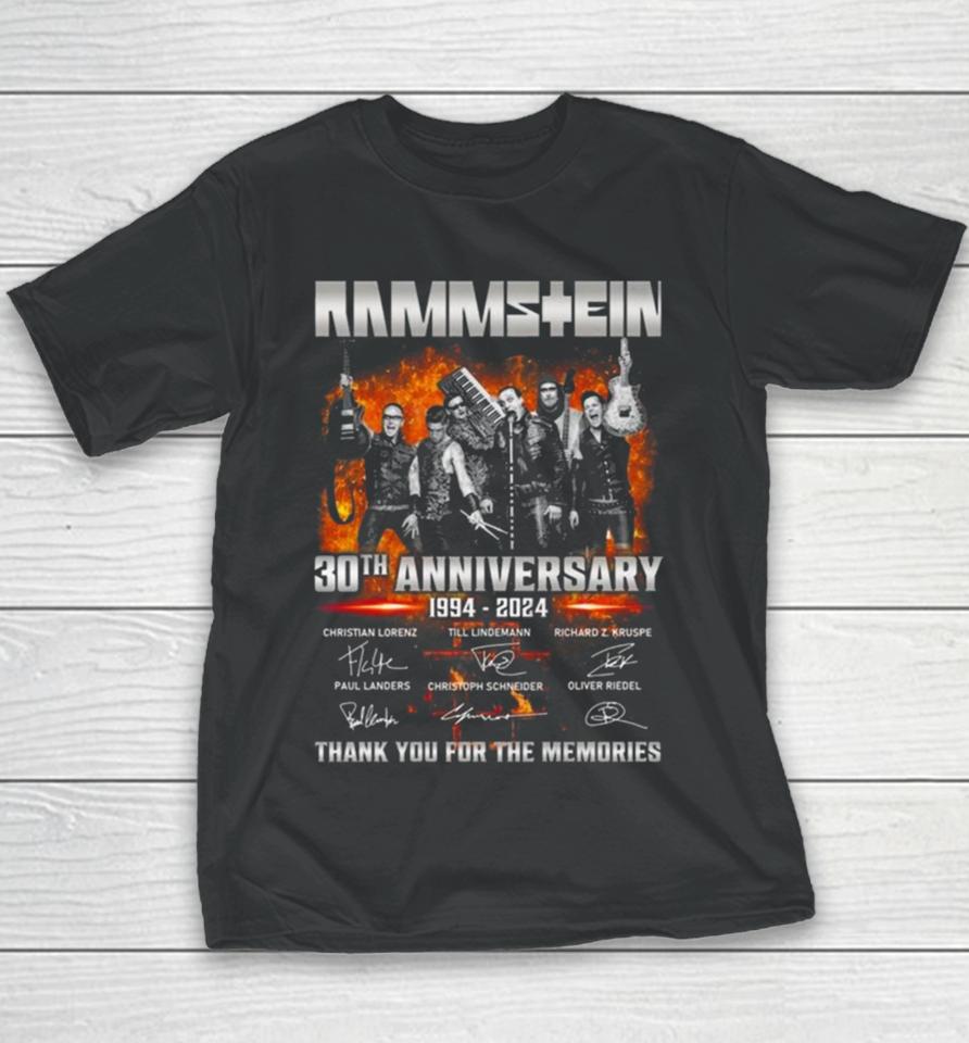 Rammstein 30Th Anniversary 1994 2024 Signatures Thank You For The Memories Youth T-Shirt