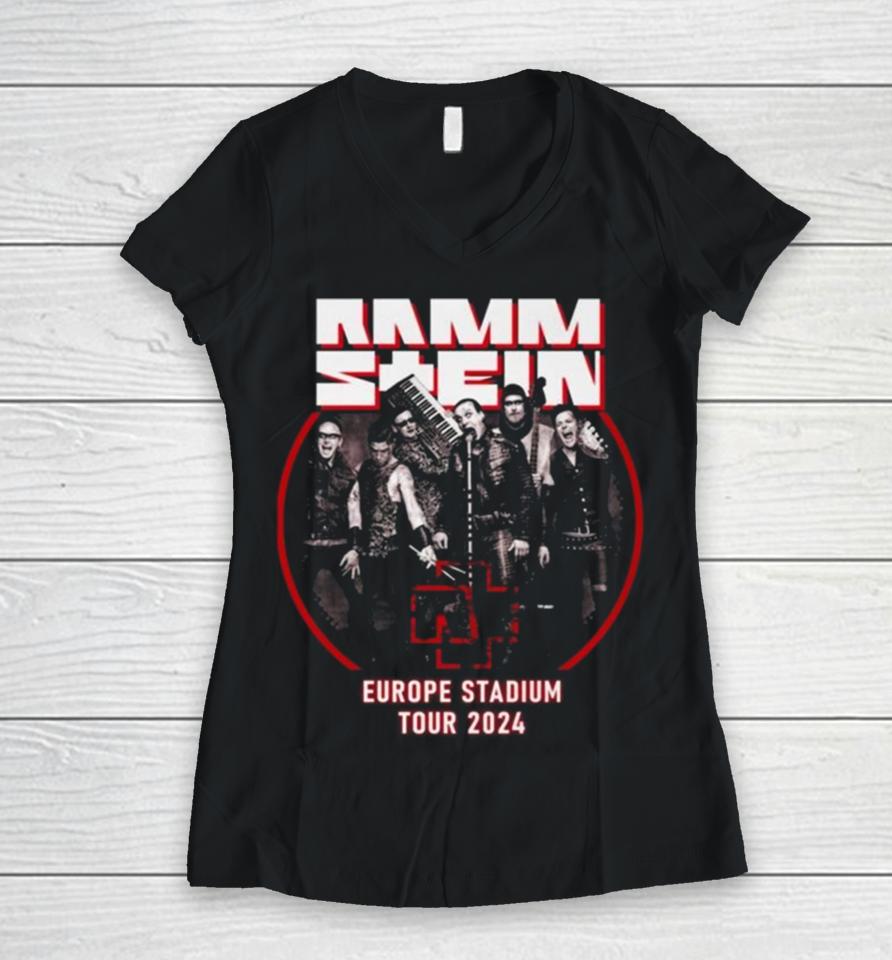 Rammstein Europe Stadium Tour 2024 Vintage Women V-Neck T-Shirt