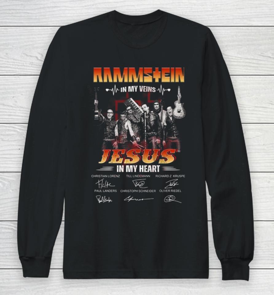 Rammstein In My Veins Jesus In My Heart Signatures Long Sleeve T-Shirt