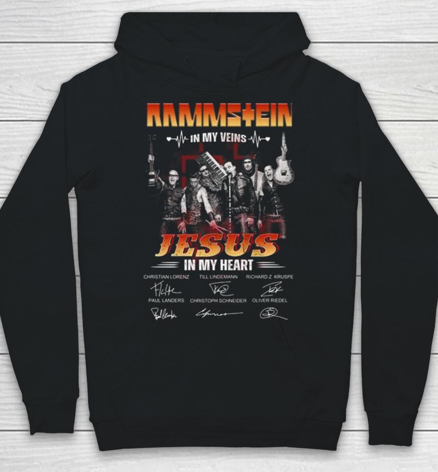 Rammstein In My Veins Jesus In My Heart Signatures Hoodie