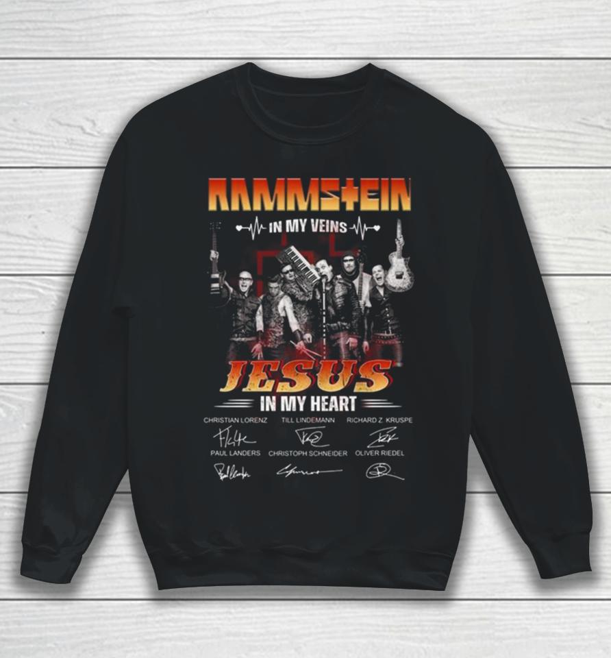 Rammstein In My Veins Jesus In My Heart Signatures Sweatshirt