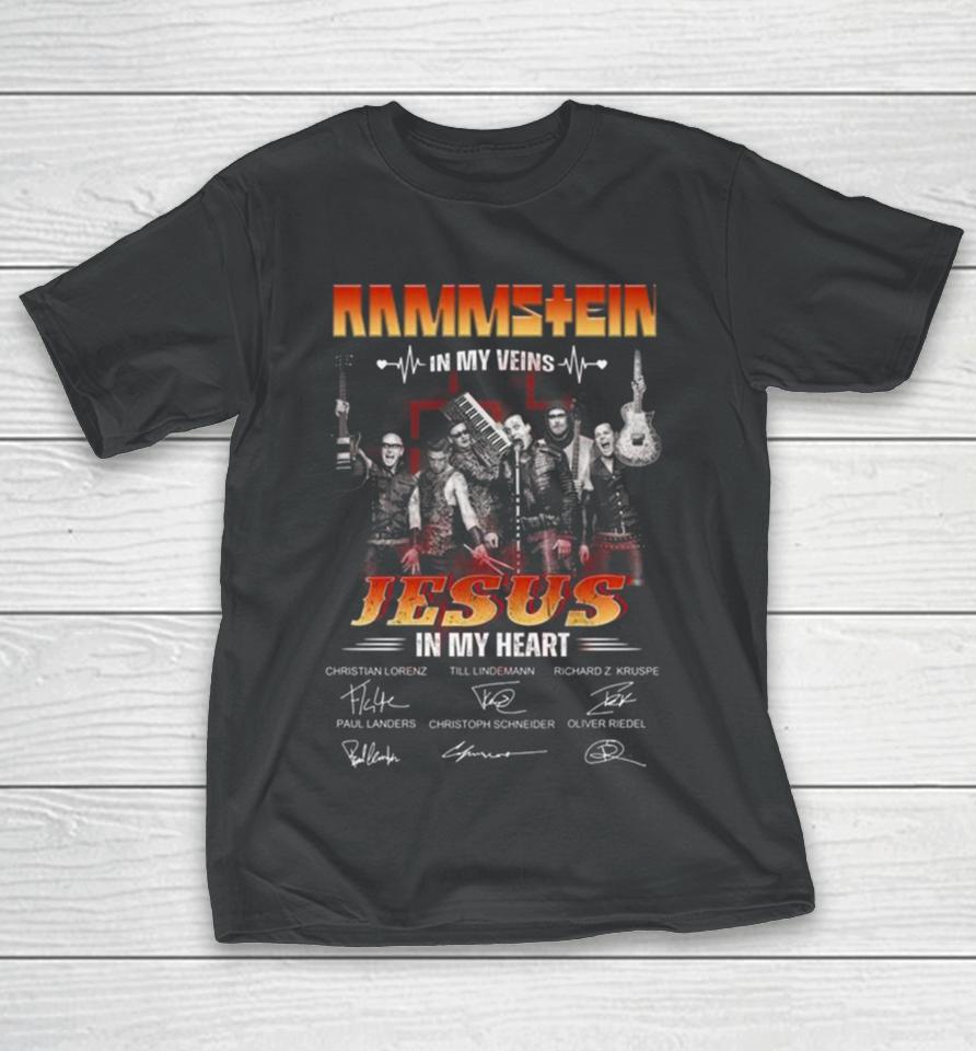 Rammstein In My Veins Jesus In My Heart Signatures T-Shirt