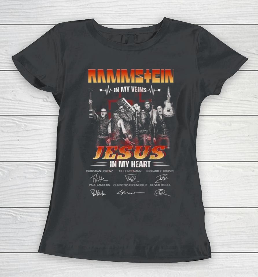 Rammstein In My Veins Jesus In My Heart Signatures Women T-Shirt