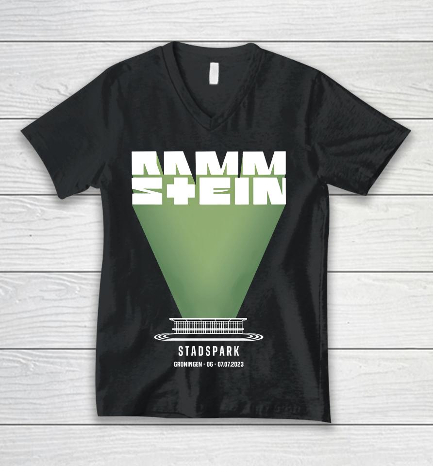 Rammstein Stadspark Europe Stadium Tour 2023 Groningen Unisex V-Neck T-Shirt
