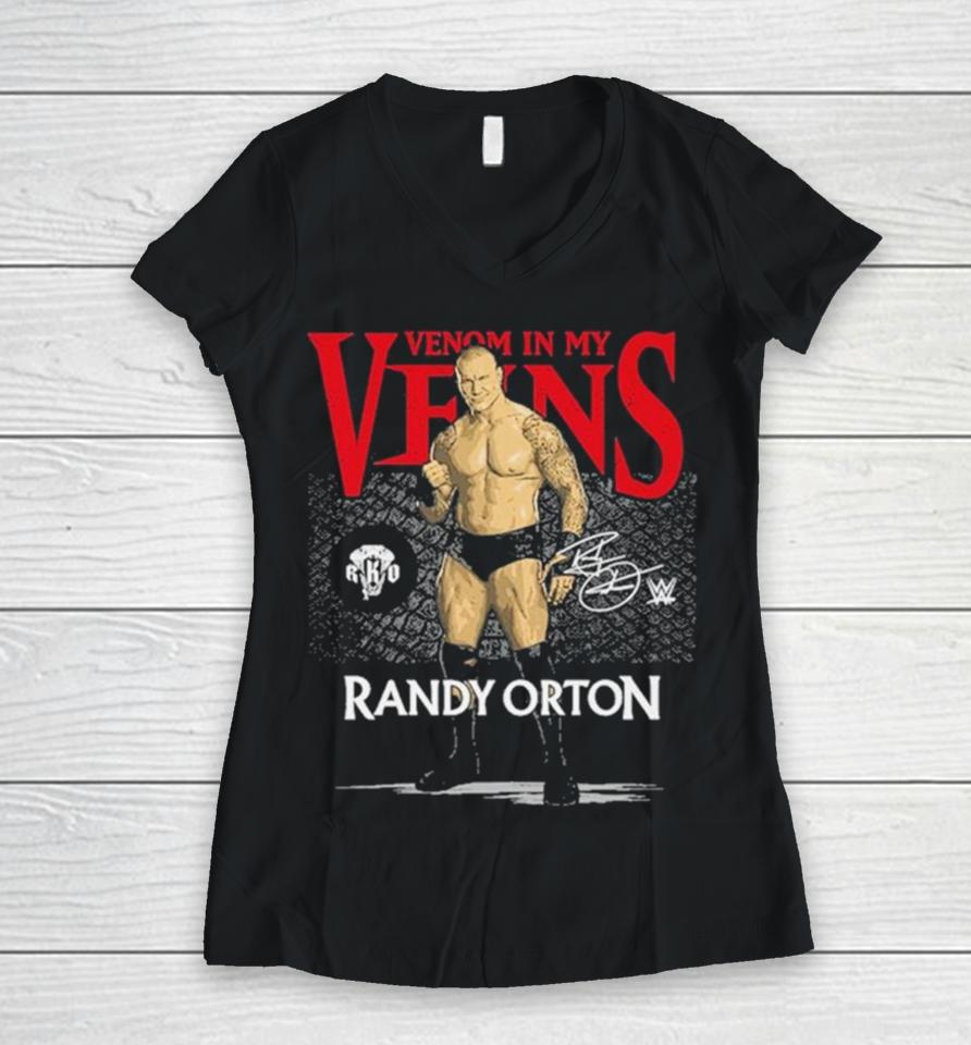 Randy Orton Venom In My Veins Signature 2024 Women V-Neck T-Shirt