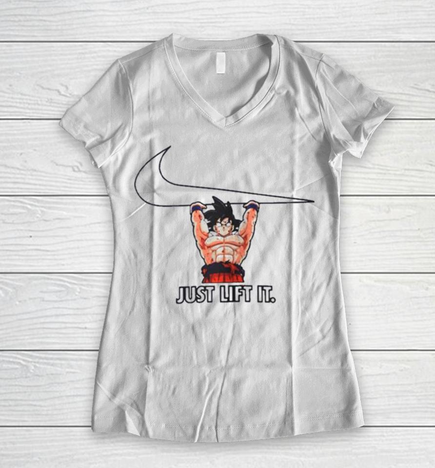Rare Nike Logo Goku Just Lift It Women V-Neck T-Shirt