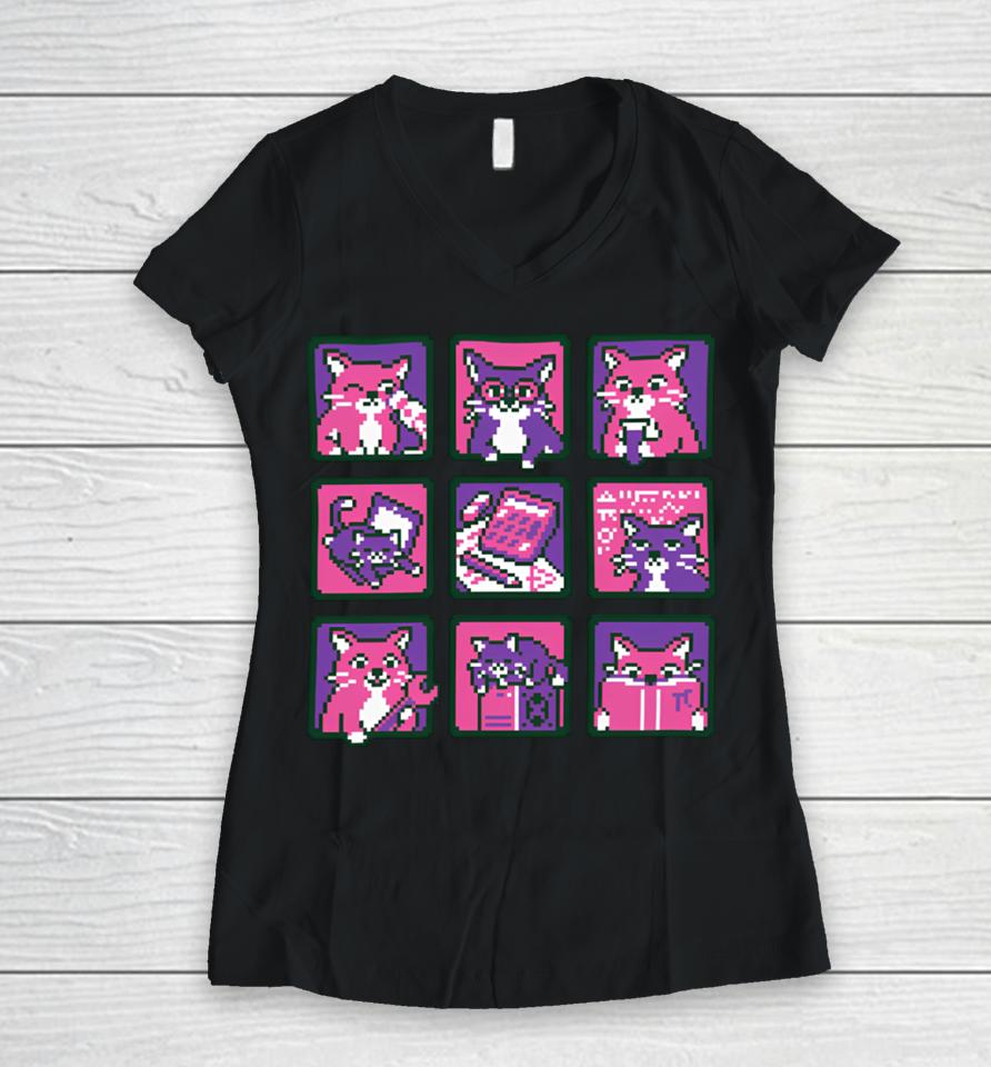 Rawpaw Merch Cats In Stem By Cats With Jobs Women V-Neck T-Shirt