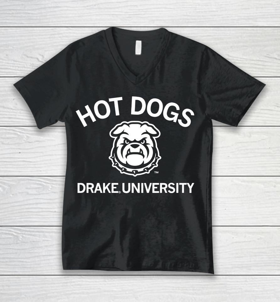 Raygun Hot Dogs Drake University Unisex V-Neck T-Shirt