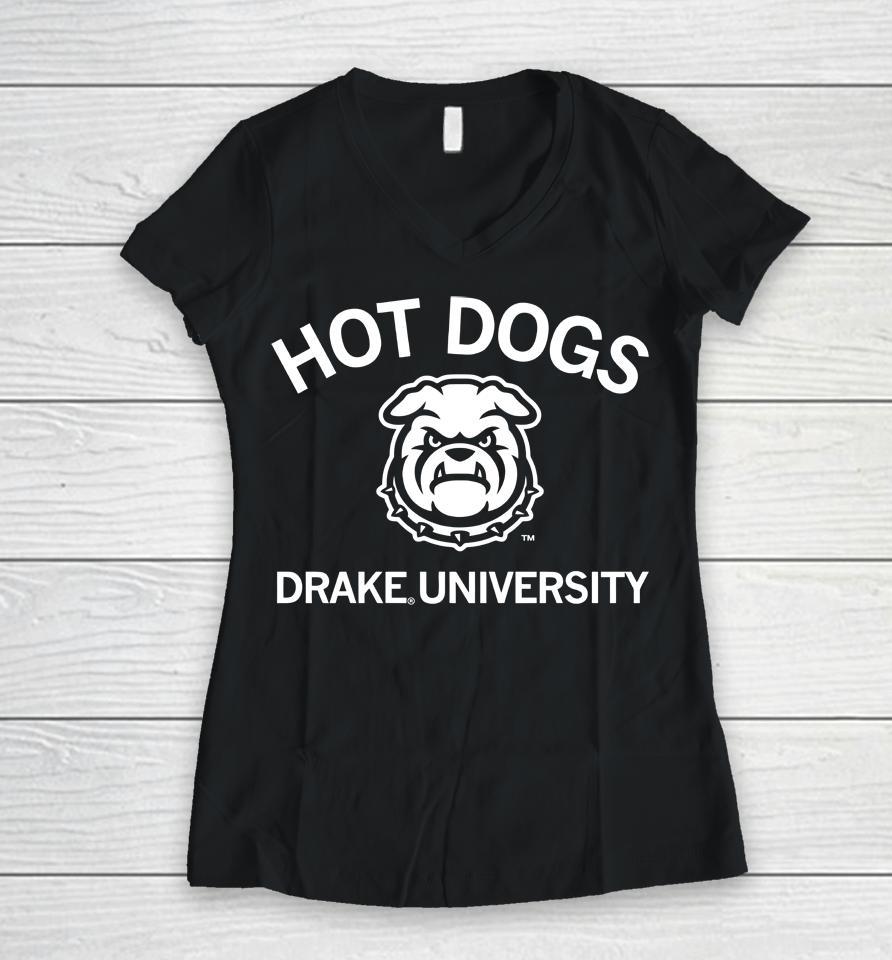 Raygun Hot Dogs Drake University Women V-Neck T-Shirt