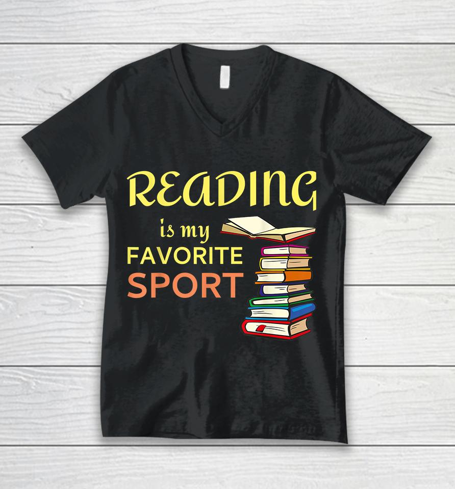 Reading Is My Favorite Sport Unisex V-Neck T-Shirt