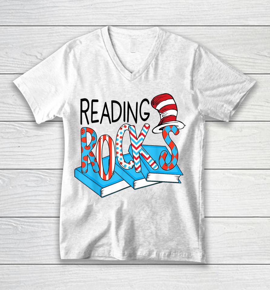 Reading Rocks Book Unisex V-Neck T-Shirt