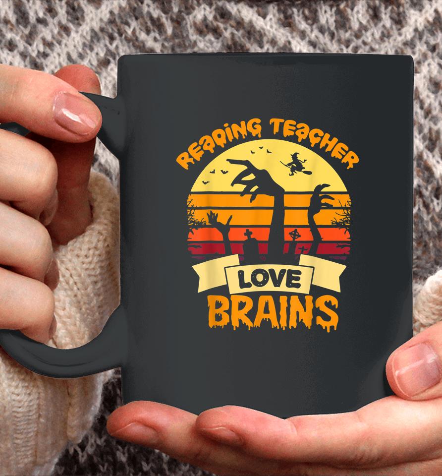 Reading Teachers Love Brains Zombie Teacher School Halloween Coffee Mug