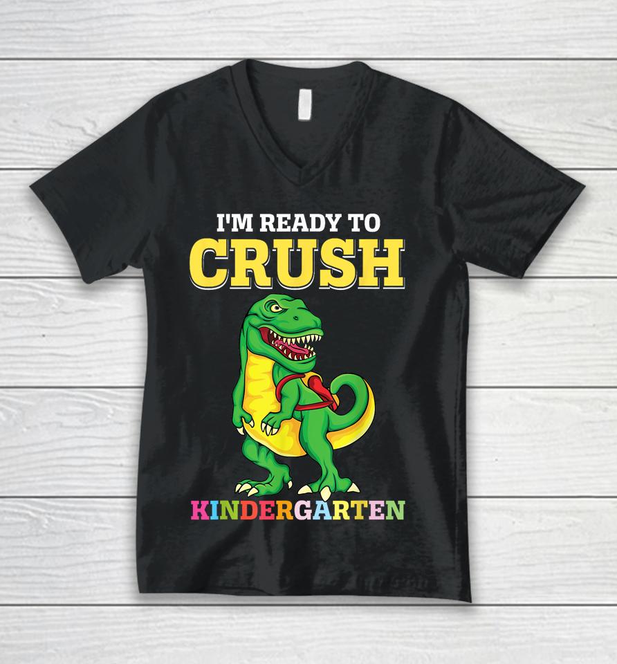 Ready To Crush Kindergarten 2036 Dinosaur Back To School Boy Unisex V-Neck T-Shirt