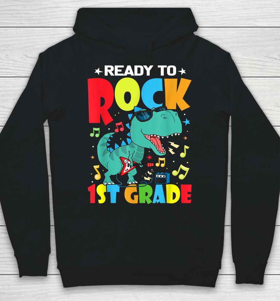 Ready To Rock 1St Grade Dinosaur Back To School Boys Hoodie