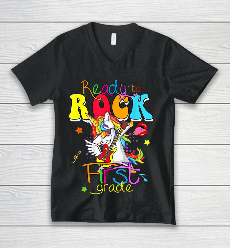 Ready To Rock First Grade Back To School Unisex V-Neck T-Shirt