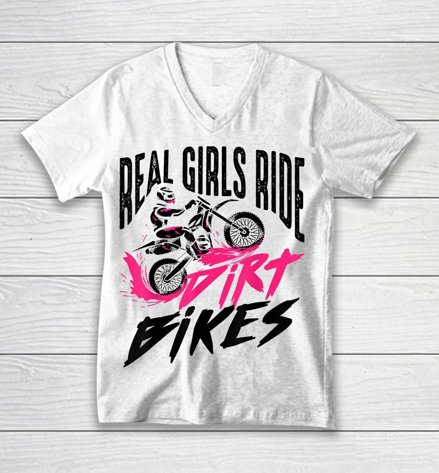 Real Girls Ride Dirt Bikes Unisex V-Neck T-Shirt