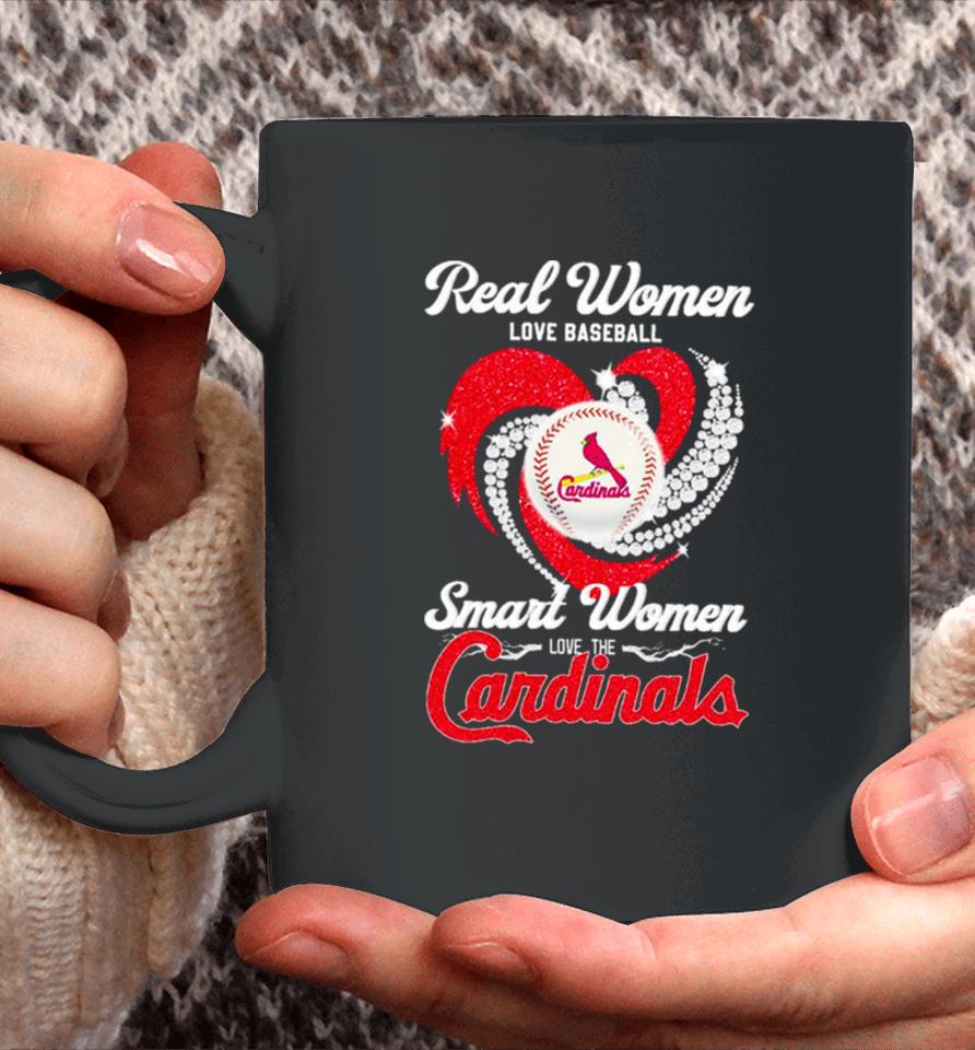 Real Women Love Baseball Smart Women Love The Arizona Cardinals Baseball Diamond Heart Coffee Mug