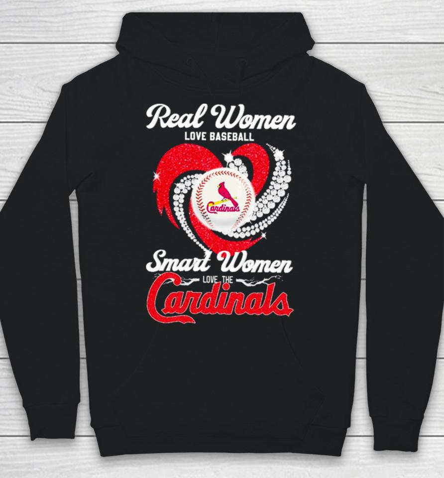 Real Women Love Baseball Smart Women Love The Arizona Cardinals Baseball Diamond Heart Hoodie
