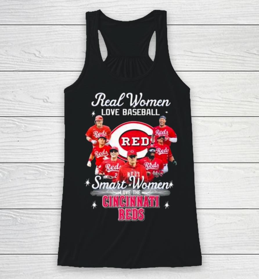 Real Women Love Baseball Smart Women Love The Cincinnati Reds Play Team 2024 Racerback Tank
