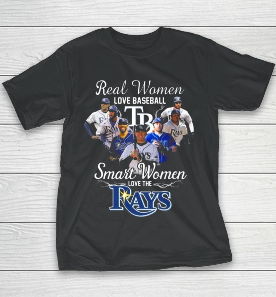 Real Women Love Baseball Smart Women Love The Tampa Bay Rays Players 2023 Youth T-Shirt