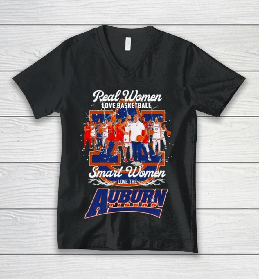 Real Women Love Basketball Smart Women Love The Auburn Tigers Team Men’s Basketball Unisex V-Neck T-Shirt