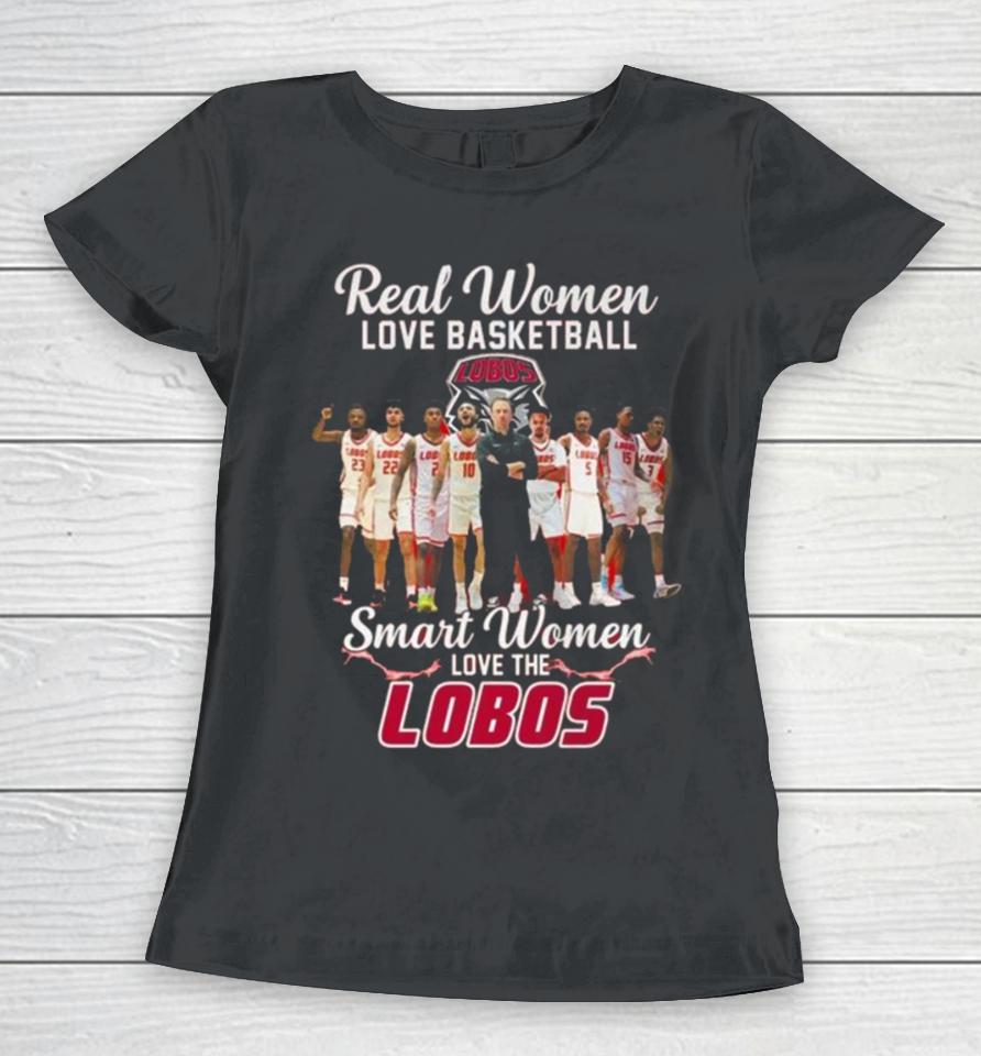 Real Women Love Basketball Smart Women Love The New Mexico Lobos Men’s Basketball Women T-Shirt