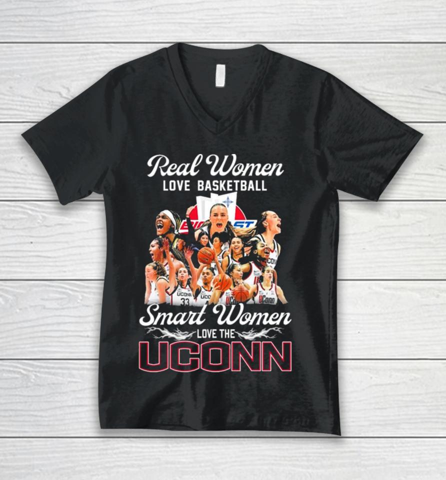 Real Women Love Basketball Smart Women Love The Uconn Women’s Basketball March Madness Unisex V-Neck T-Shirt