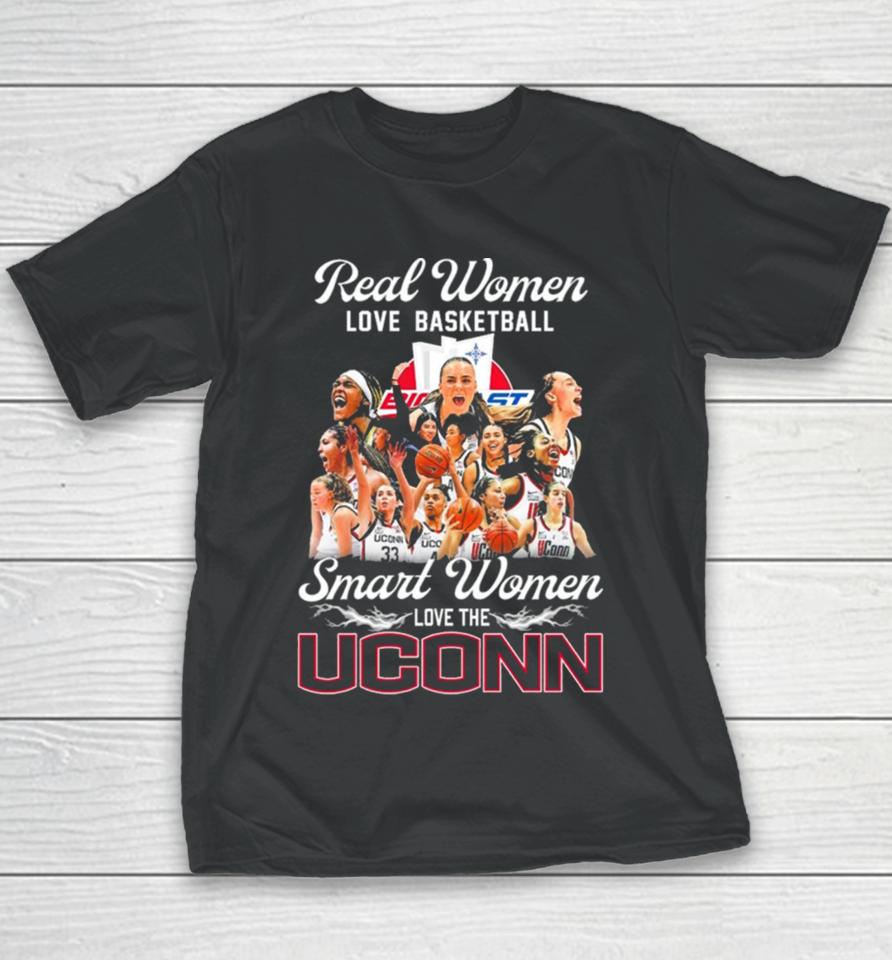 Real Women Love Basketball Smart Women Love The Uconn Women’s Basketball March Madness Youth T-Shirt