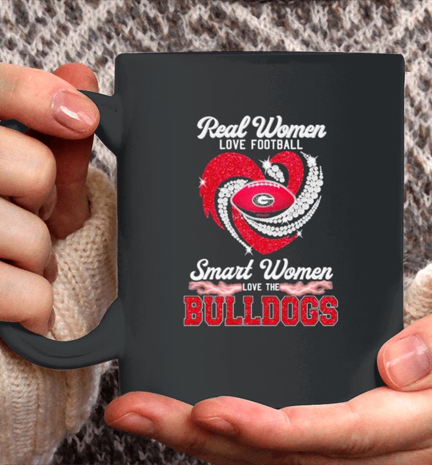 Real Women Love Football Smart Women Love The Georgia Bulldogs Heart Diamond Logo Coffee Mug