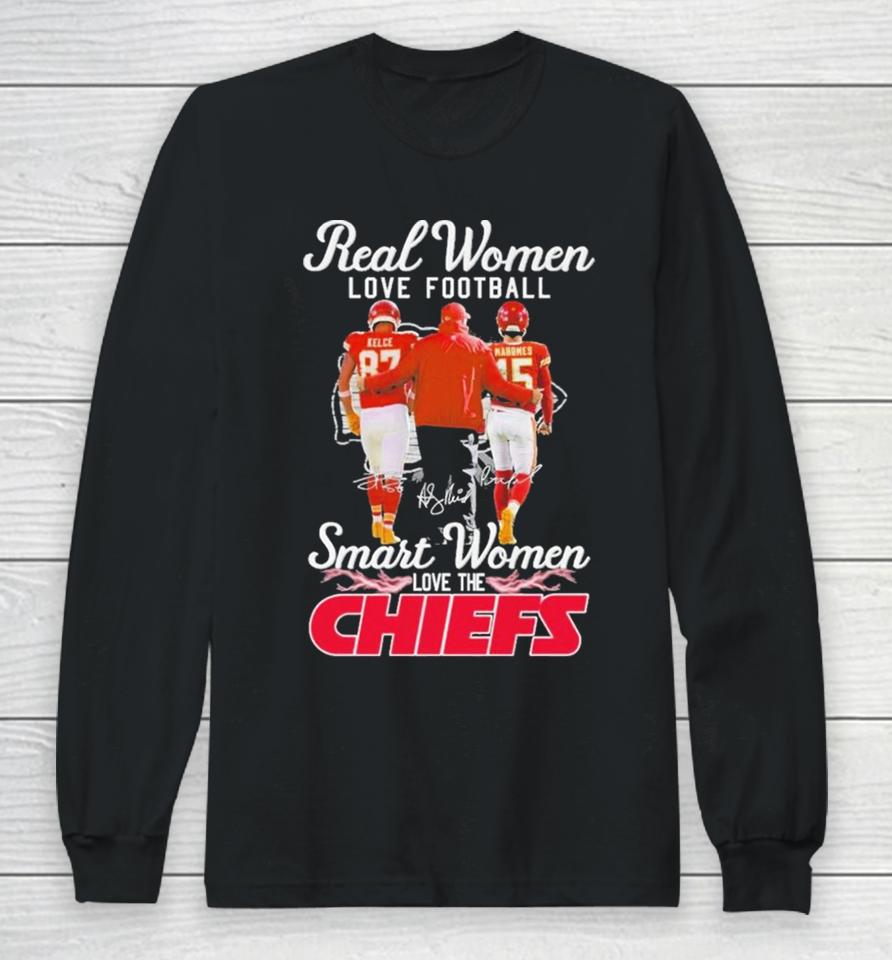 Real Women Love Football Smart Women Love The Kansas City Chiefs Super Bowl Lviii 2024 Signatures Long Sleeve T-Shirt
