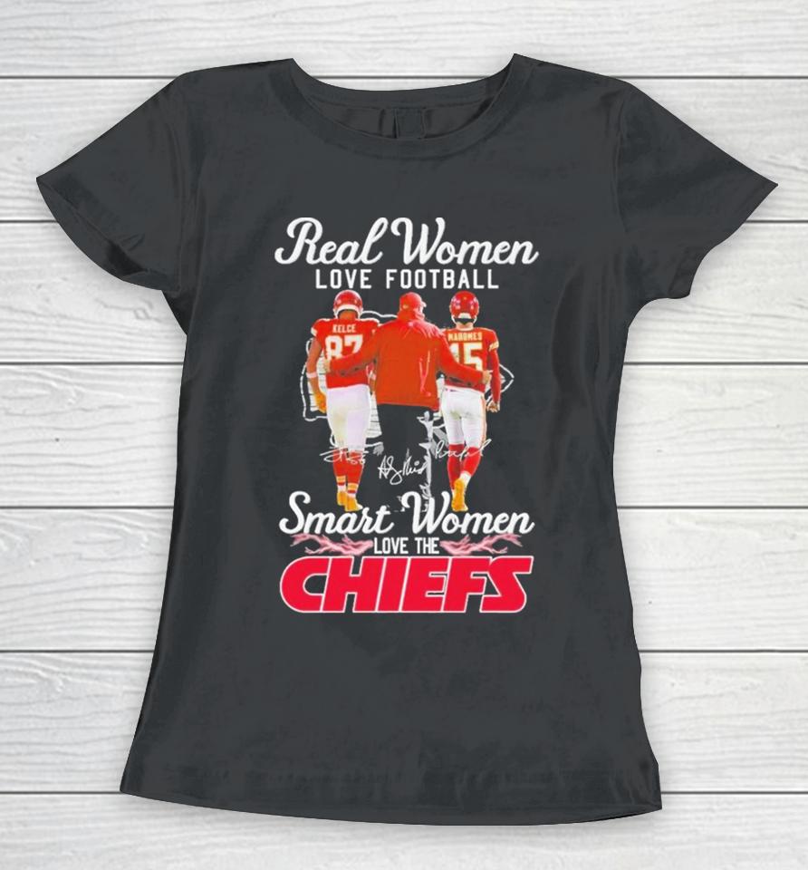 Real Women Love Football Smart Women Love The Kansas City Chiefs Super Bowl Lviii 2024 Signatures Women T-Shirt