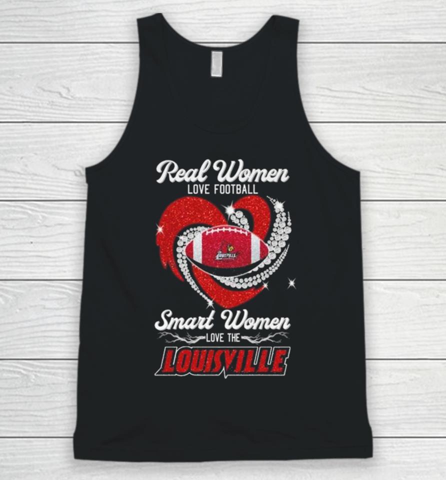 Real Women Love Football Smart Women Love The Louisville Cardinals Diamond Heart 2023 Unisex Tank Top