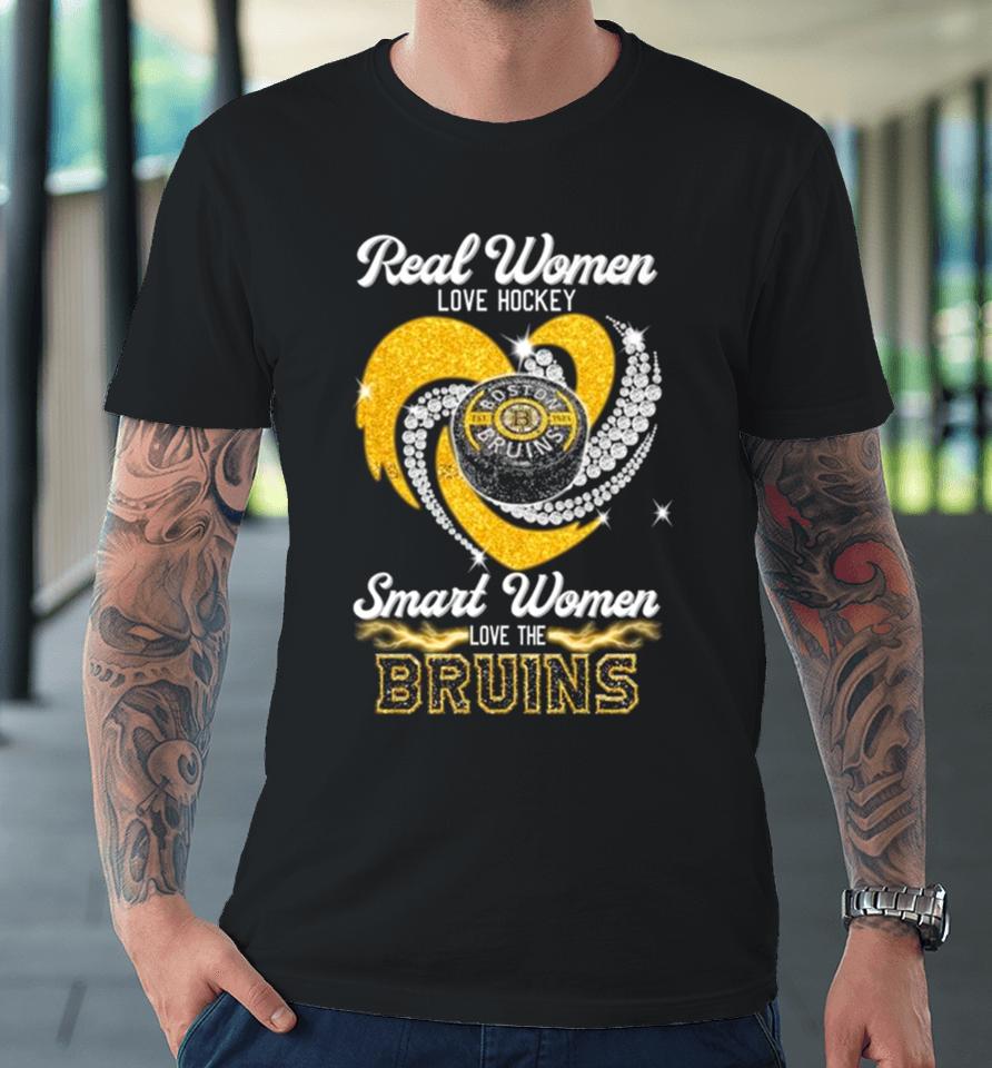Real Women Love Hockey Smart Women Love The Boston Bruins Heart Diamond 2023 Premium T-Shirt