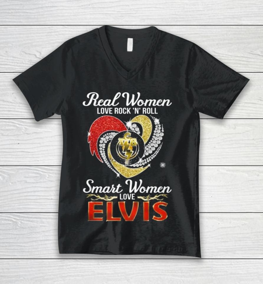 Real Women Love Rock ‘N’ Roll Tcb Smart Women Love Elvis Heart Unisex V-Neck T-Shirt