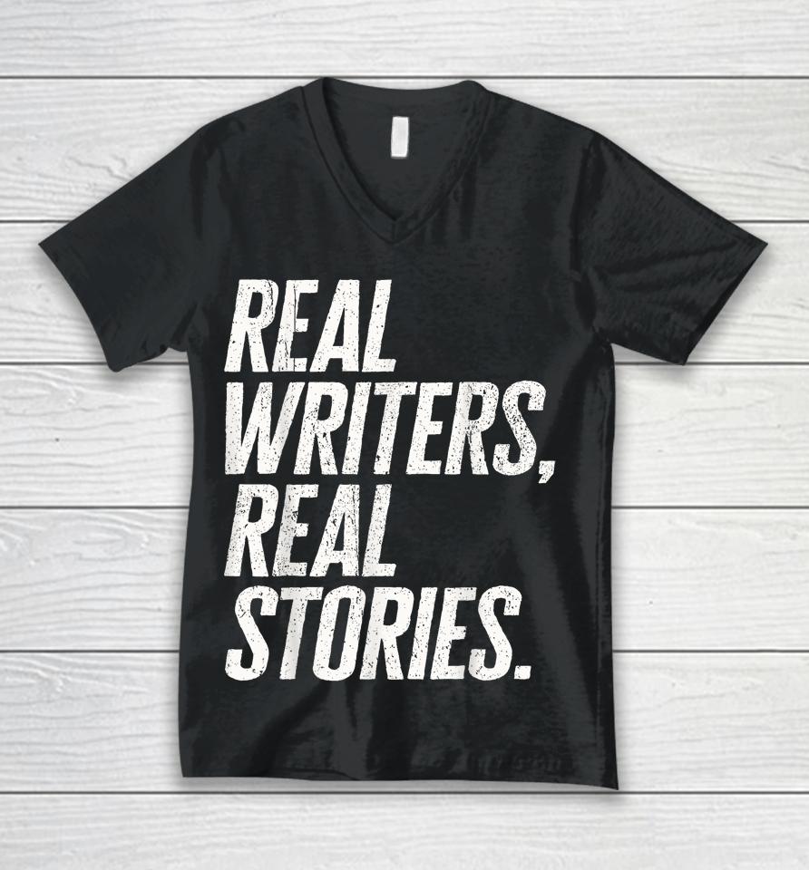 Real Writers Real Stories Wga Writers Guild America Strike Unisex V-Neck T-Shirt