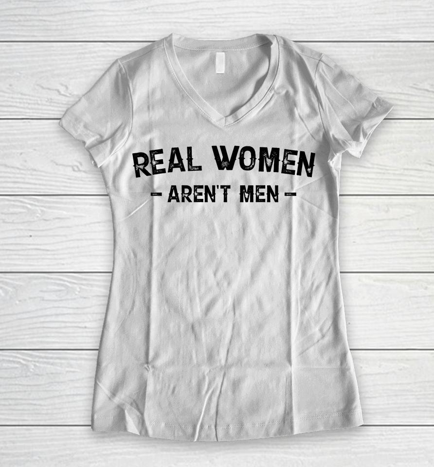 Realwomensclub Store Real Women Aren't Men Nicky King Women V-Neck T-Shirt