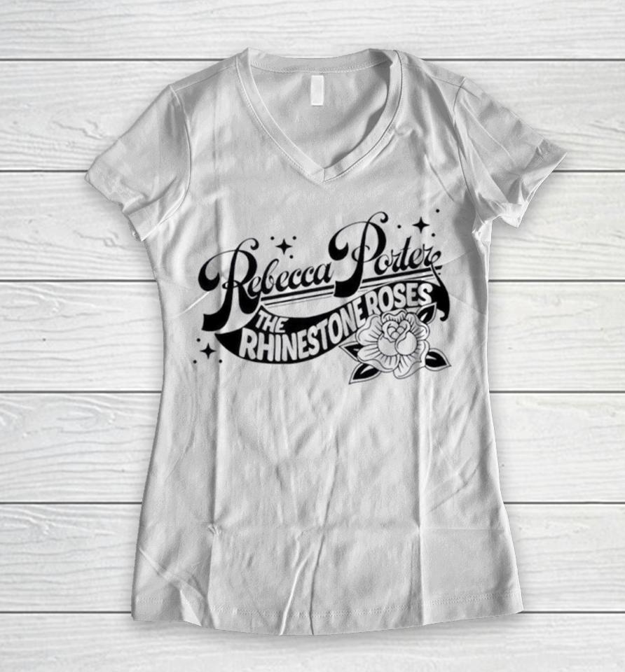 Rebecca Porter The Rhinestone Roses Women V-Neck T-Shirt