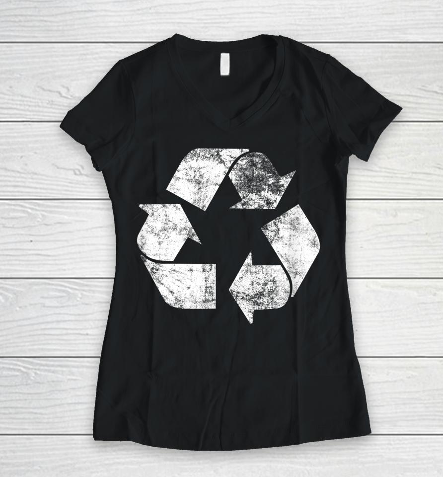 Recycle Logo Earth Day Women V-Neck T-Shirt