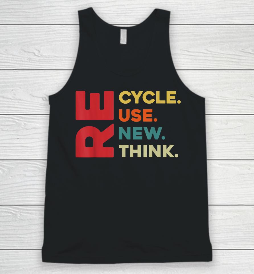 Recycle Reuse Renew Rethink For Earth Day Retro Unisex Tank Top