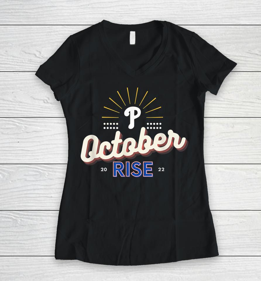 Red October Rise Philly Philadelphia Women V-Neck T-Shirt