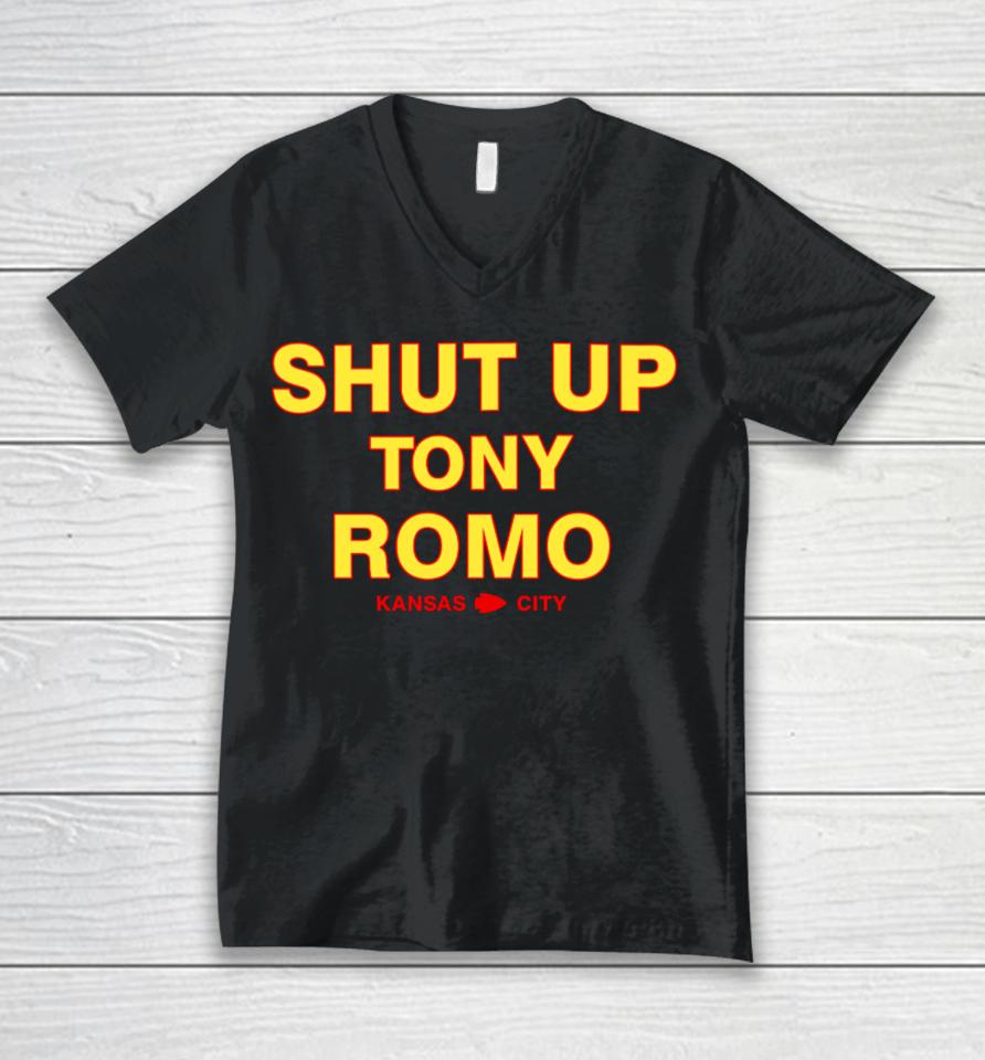 Red Tribe Cinema Shut Up Tony Romo Kansas City Unisex V-Neck T-Shirt