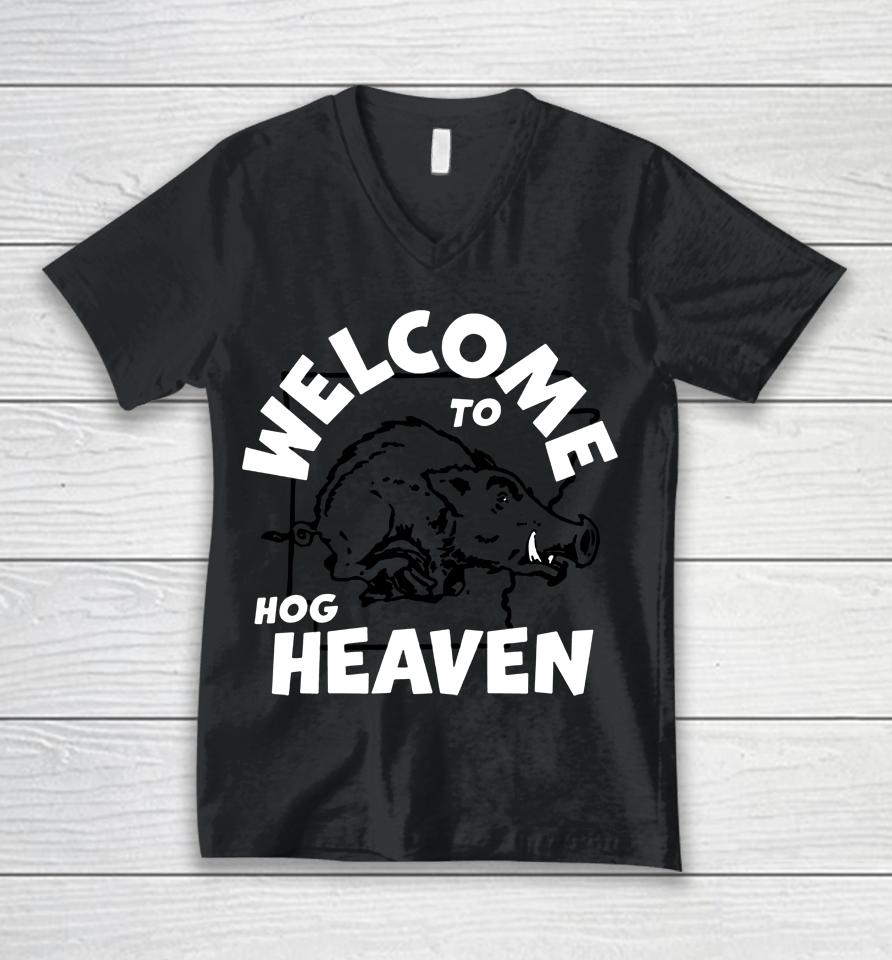 Red Welcome To Hog Heaven Vintage Arkansas Unisex V-Neck T-Shirt